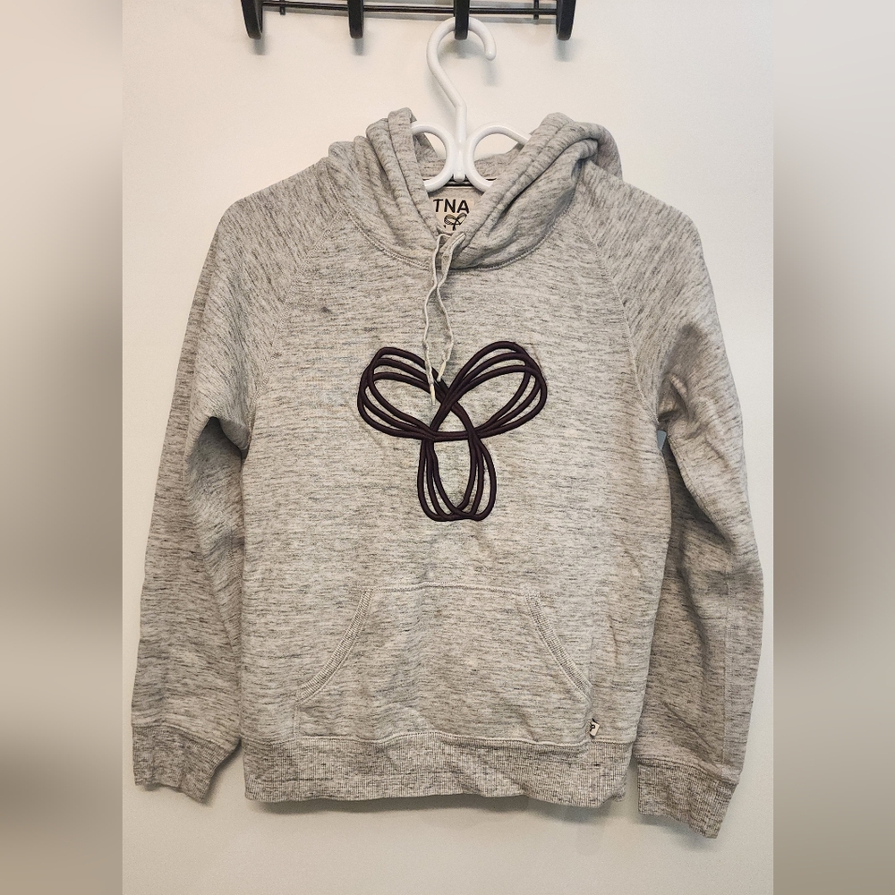 TNA Light Gray Hoodie with Purple Plum Emblem  size S